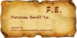 Patonay Benáta névjegykártya